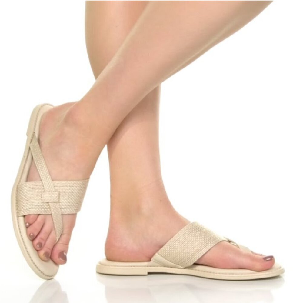 FRANCO SARTO Jenice Womens Natural Fb Slip On Thong Sandals